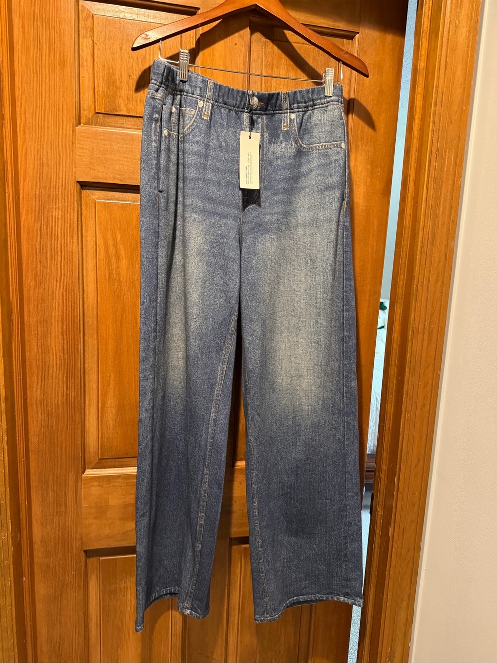 Wide Leg Rag and Bone Blue Sweat pant Jeans NWT - Picture 5 of 9